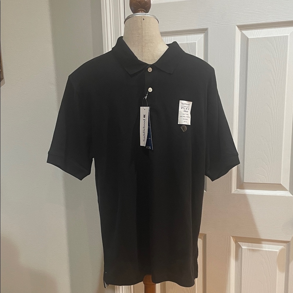 Saddlebred comfort flex Classic Black short sleeve Polo Shirt nwts men’s size M